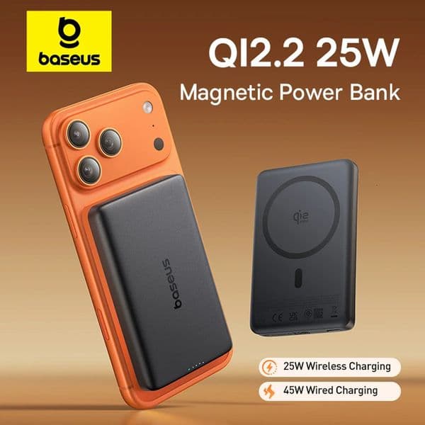 Baseus Qi22 25W Power Bank 10000mAh Magnetic Wireless Charging PD 45W USB-C Power Bank For iPhone 17 16 Pro Max S25 260427