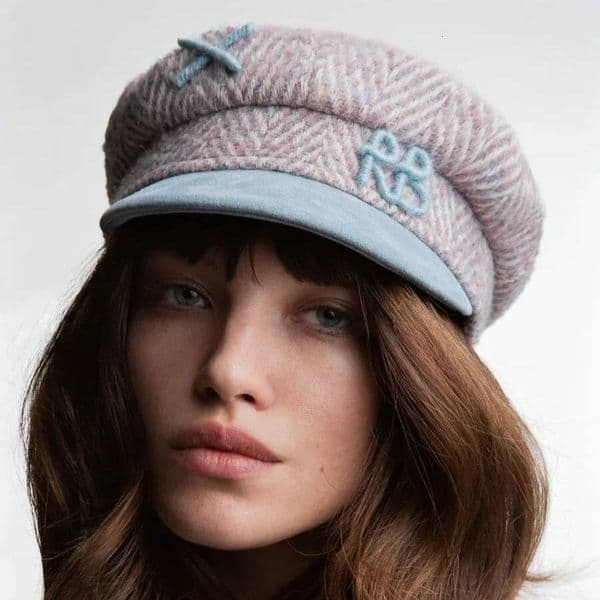 Brand Designer New Arrival Autumn Winter Warm Newsboy Herringbone-Wool Baker Boy Cap Patchwoek Flat Caps