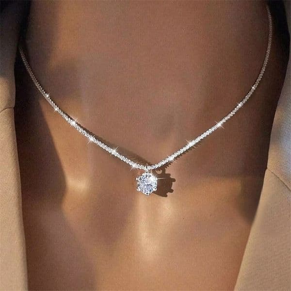 LOUTF 1CT Sparkling y Diamond White Pendant Necklace for Women 925 Sterling Silver High Quality Fine Jewelry 260429CJ