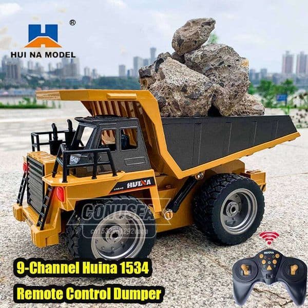 Huina 1534 Rc Truck Tractor 1/18 9Ch 2.4G Remote Control Dump Trucks Electric Engineering Loading Car Model Toys for Boys Gifts 26Y0506