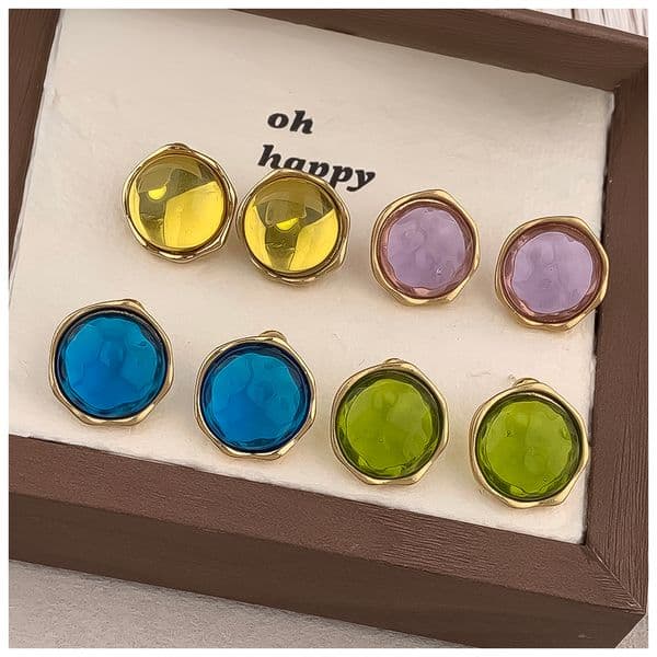 Designer Earrings Women 18K Gold Silver Plated Earring Vintage Glass Hoop Earrings Luxury Jewlery Designer for Women Elegant Free Shipping Buy One Get One