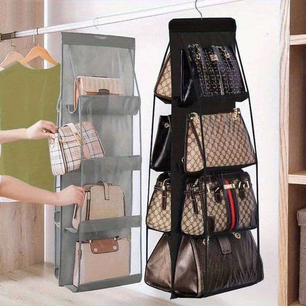 Double-Sided Hanging Storage with SixLayers Transparent Bedroom Closet Organizer Dust Bag for Home Organization 26Y0506