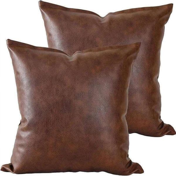 1pc Faux Leather Throw Pillow Case Covers Thick Large Decorative Modern Boho Farmhouse Living Room Square Cases for Couch Bed Sofa 26W0506