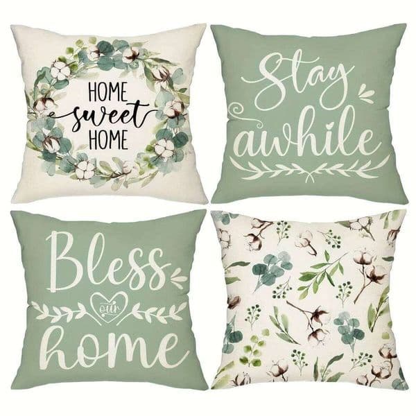 1/4pcs Floral Patterned Pillow Case with Inspiring Sayings Sofa cushion cover home bedroom room decoration 26W0506