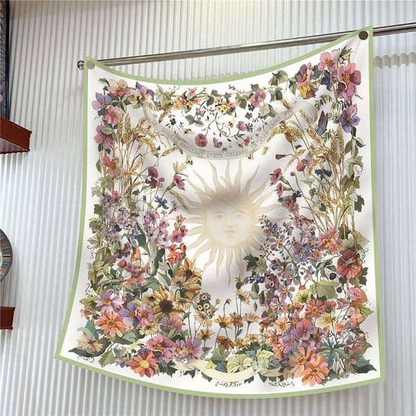 90cm Brand Square Women Fashion Floral Twill Silk Shawl Hijab Luxury Bandana Foulard Neckerchief Head Scarf For Lady 26Li0505