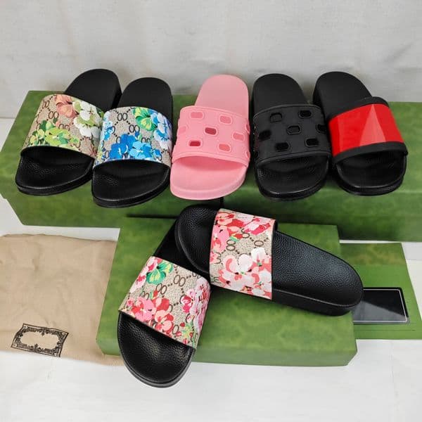 Top Quality Designer Slippers Mens Womens Slides Floral Flat Gear sole Luxury Sliders Summer Beach shoes pantoufles claquettes Rubber Slippers Slide Sandal 001