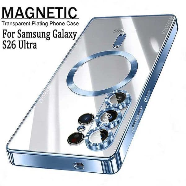 Luxury Transparent Plating Phone Case For Galaxy S26 25 24 23 Ultra Plus For Magnetic Protection CoverT260506