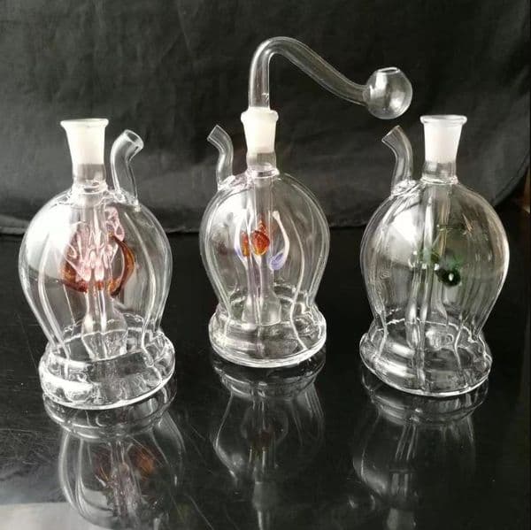 New Glass Smoking pipes hookah Oil Burner Pipes Smokings Round bellied diamond striped teapot
