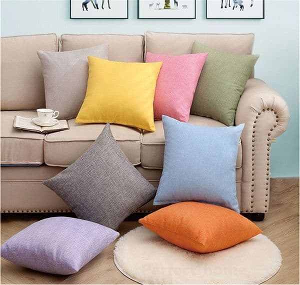 Solid Color Linen Cushion Cover Custom Logo Sofa Pillow Case Home Decorative Throw Pillow Cover Shipping by sea P320