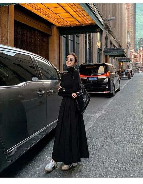 Bestseller French Hepburn-Style Short-Sleeved Black Women, Summer Elegant Slimming High-End Waist-Cinching Long Dress For Women Ddmysat