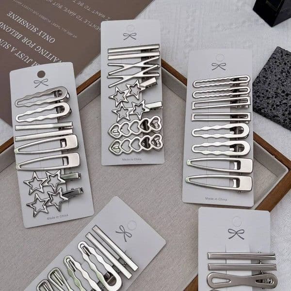 Sliver Metal Hair Clips Women Girls Y2K Duckbill Hairpin Personality Bangs Side Headwear Barrettes Hairclip Styling Accessories ddmythur
