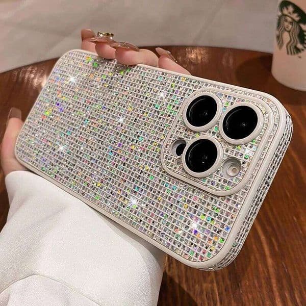 Bling Sparkling Diamond Rhinestones Phone Case For 17 16 15 14 13 12 Pro Max Camera Protection Shockpoof Bumper Cover 26Y0506