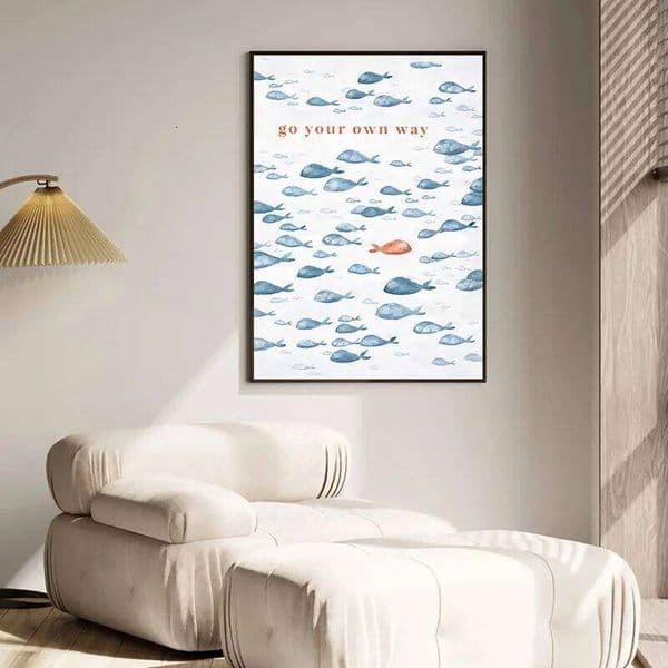 Soothing Hand-Drawn Whale Poster Scandinavian Minimalist Watercolor Canvas Print Perfect for Decorating Living Room or Hallway 26L0505