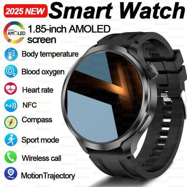 NEW GPS Outdoor fitness NFC Watch Men 1.85 Inch AMOLED Screen BT Call IP67 Waterproof Smart Watches Man 2025 26L0506