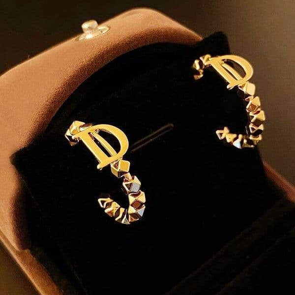 925 Silver Needle Gold Non-Allergenic With Letter D In Fragmented Silver, 2026 New Trendy Design, High-End Earrings For Women