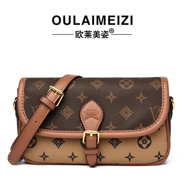 2026 OULAIMEIZI Vintage Print Women Mini Shoulder Bag PU Leather Crossbody Purse Fashion Daily Handbag