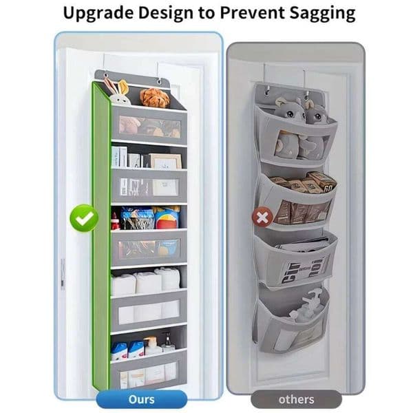 Over The Door 5 Tier Hanging Organizer Non Woven Fabric With Mesh Window Storage Pockets For Home Dorm Closet Organization 26Y0506