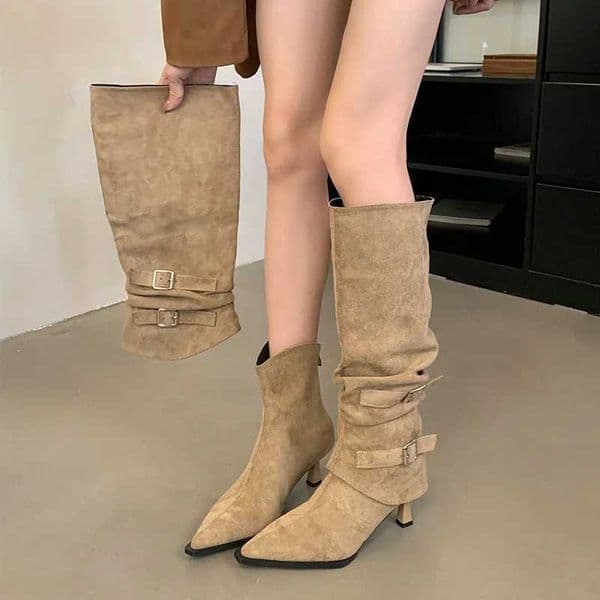 Autumn Winter Fashion Slim Knee High Boots Women Sexy Pointed Toe Detachable and Two-way Wear Thin High Heel Female Long Bootie L260505