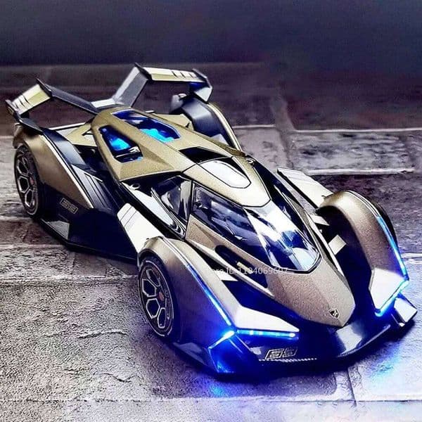 1:22 Scale V12 GT Super Car Model Toy Pull Back Doors Opened Simulation Vehicle Toys Models Collection Sound Light Gift for Kids 26W0506