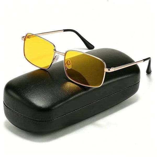 Rectangular Night Vision Polarized Sunglasses for Men Women Fashion Trend Vintage Driving Yellow Square Sun Glasses Eyewear 2026 26W0505