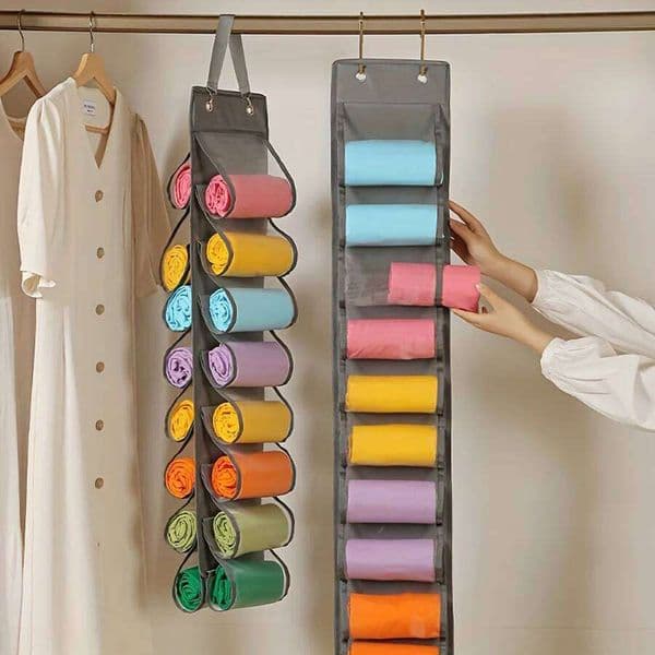 Pants bag, hanger can hold 16 pairs of tight pants or shirt jeans, foldable storage hanging bag 26Y0506