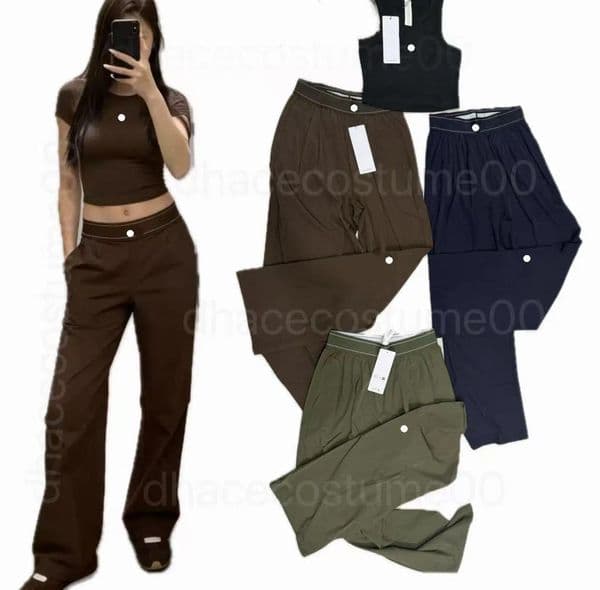 Women High Waist Straight Leg Yoga Pants Wrinkle Resistant Full Length Dance Studio Jogger Sweatpants Casual City Weekend Trousers