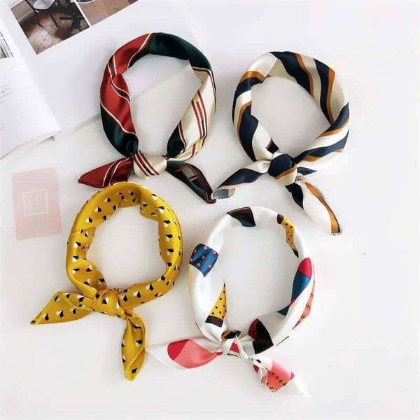 New Square Silk Scarf Women Fashion Print Small Neck Scarfs Office Lady Hair Band Foulard Hand Kerchief Female Bandana Shawl 26Y0505