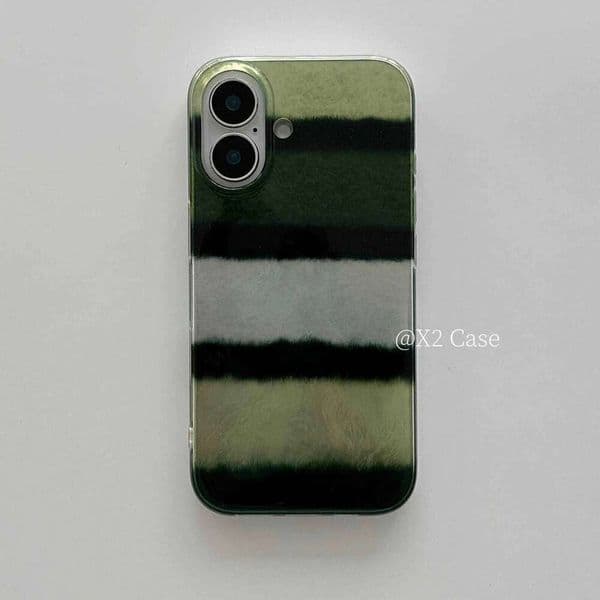 Korean Ins Dark Green Striped For 16 17 Promax Phone for 15 Pro Retro 13 Mini 14 Plus Air Minimalism Y2k Case 26Y0506