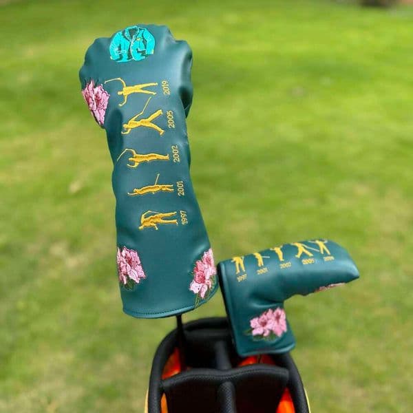 Masters Sakura Commemorative Golf cover, Limited Edition Tiger Woods 5-Time Champion Design, Driver & Putter Cover 26Y0506