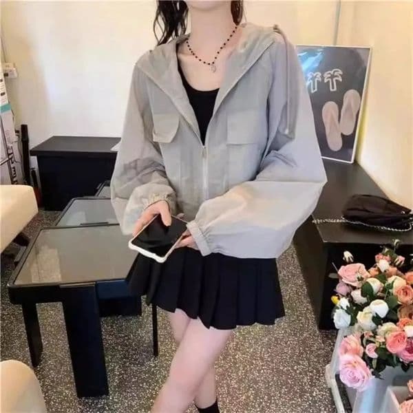 Simplicity Thin Sunscreen Clothing Anti UV Sun-Protective Leisure Hooded Outwear Waterproof Loose Windbreaker Summer 260430