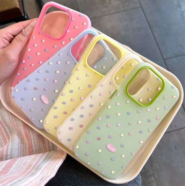 Case For Galaxy Edge S25 S24 S23 Ultra Plus A56 A06 A16 A17 A07 A36 M35 Polka Dots Candy Color Matte Soft Cover 26Y0506
