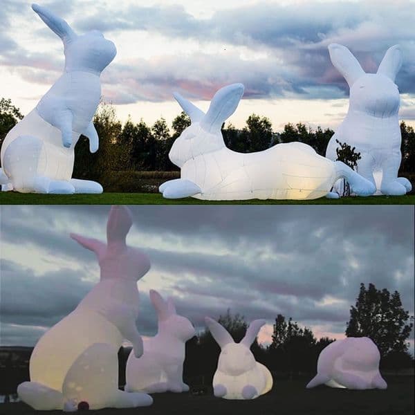 LED lighting white giant inflatable easter bunny rabbit for Mid-Autumn Festival decoration thumbnail 2