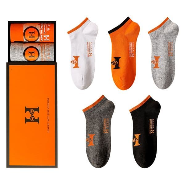 Senior designer fashionable mens short socks 5 pairs gift box cotton ultrathin breathable multifunctional casual low cut ankle socks essential for gift g L260528