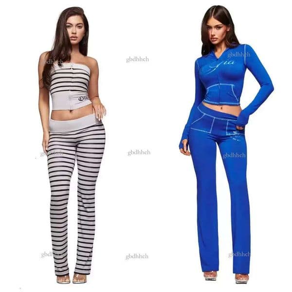 i am gia set Designer iamgia set Thicken Women Flared Pants Zip-up Cap Long Sleeve High Spring Top Low Waist Micro Social gia women tracksuit c09