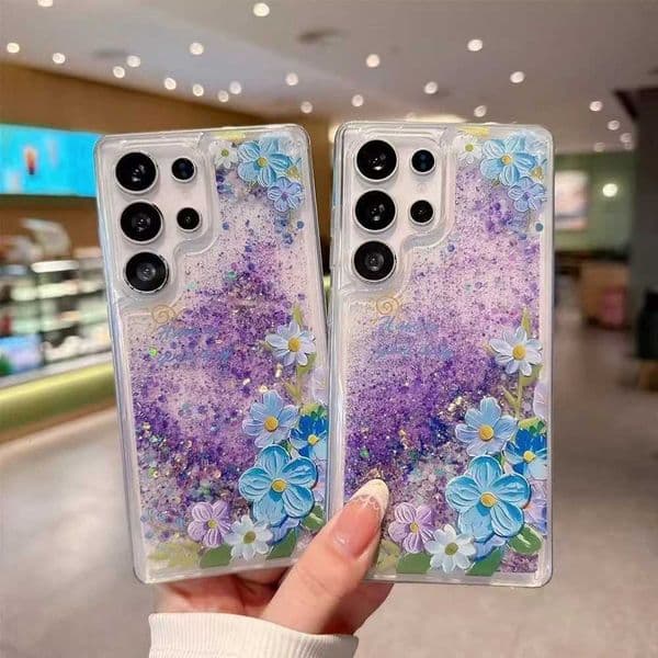 Luminous Sequins Glitter Quicksand Case For S25 S24 S23 Ultra Glitter Flower Bling Clear TPU CoverT260506
