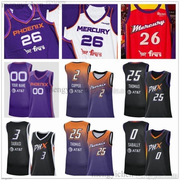 Phoenix Women Mercury Basketball Jerseys 3 Diana Taurasi 2 Kahleah Copper 25 Alyssa Thomas 0 Satou Sabally 24 DeWanna Bonner 42 Brittney Griner 12 Kara Dunn Printed