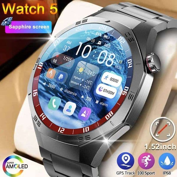 5 Pro Sapphire AMOLED Screen GPS Watch Classic Men IP68 Waterproof BT Call Fitness Smart Bracelet 2025 New 26L0506