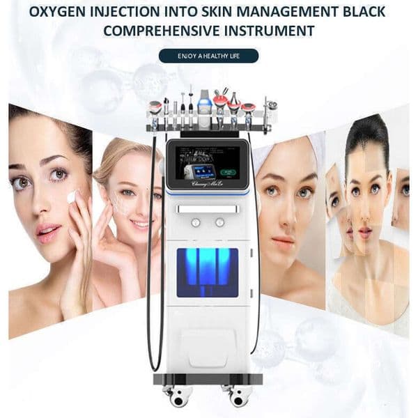 Vertical Oxygen Jet Skin Revitalization 10 In 1 Machine RF Wrinkle Reduce Bubble Pen Acne Treatment Ultrasound Face Modeling Microdermabrasion Devic