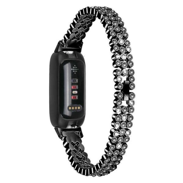 Suitable for Fitbit 3 metal three-row round bead full diamond strap, Inspire 3/2/1 diamond-embellished strap
