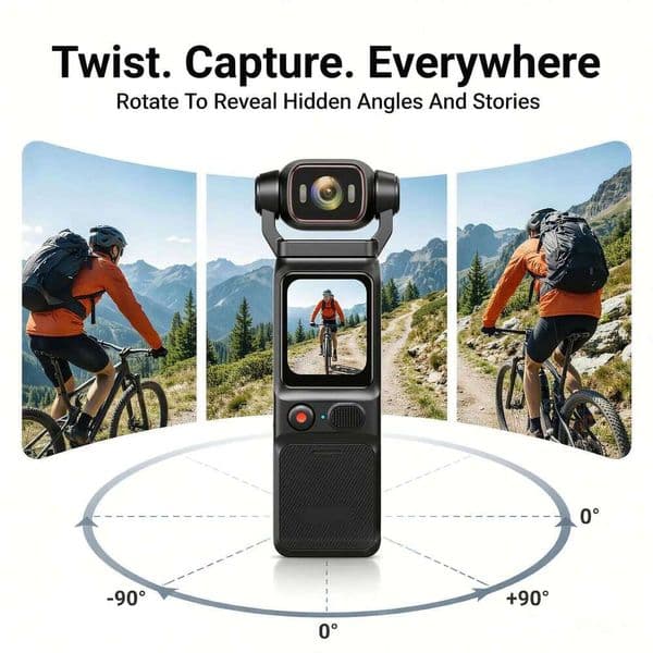4K Ultra HD Action Camera True EIS Anti-Shake Touch Screen 180 Rotating Lens Vlog Cam Video Recorder Night Vision Waterproof 26H0506