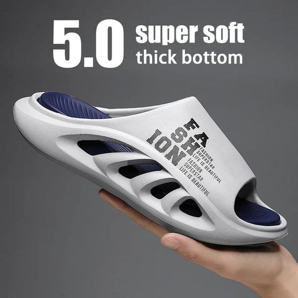 Shevalues EVA Soft Sole Male Slides Summer Mens Slippers Breathable Hollow Beach Sandals Light Comfortable Indoor Flip Flop 260506