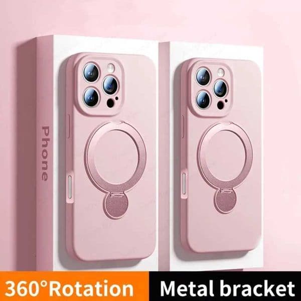 Magnetic Bracket Phone Case For Air 17 16 15 14 13 Pro Max for Liquid Silicone 360Rotate Metal Ring Stand CoverT260506