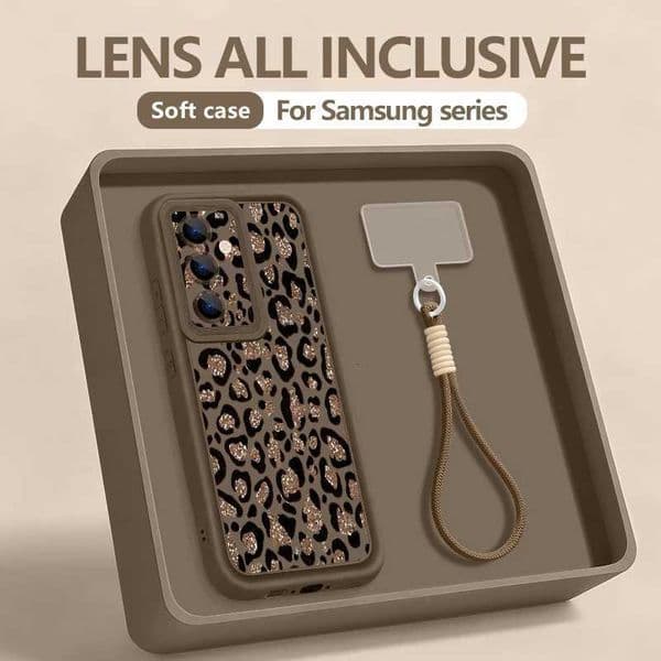 Leopard Print Pattern Lanyard Phone Case For Galaxy S25 S24 FE S26 S24 S23 S22 Ultra S23 Plus S25 Edge Soft Strap CoverT260506