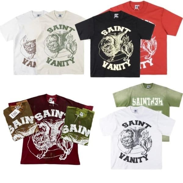 2026 Saint Vanity Men's T-Shirt Designer Vintage Letter Print Tee Unisex Hip Hop Streetwear High Quality 100% Cotton Short Sleeve Summer Casual Tops