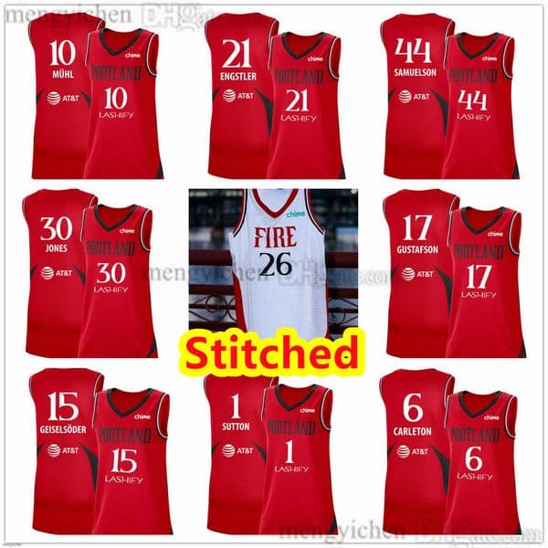 Stitched Portland Fire Women Basketball Jerseys 1 Sug Sutton 21 Emily Engstler 17 Megan Gustafson 30 Haley Jone 10 Nika Muhl 6 Bridget Carleton 44 Karlie Samuelson