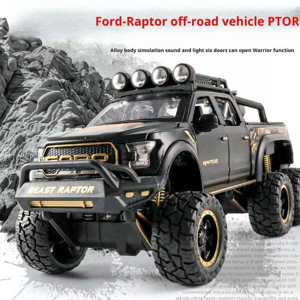 1:24 Scale Simulation Ford Raptor F150 Off-road Alloy Diecast Classic Car Model Supercar Sound Light boys toy Gift 26Y0505