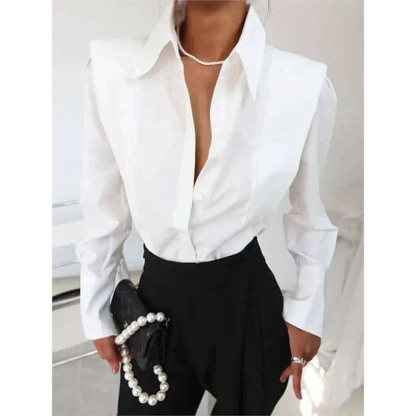 Autumn New White Women's Fashion Elegant Casual Long Sleeve Shirt Holiday Party Womens Tops And Blouses Women Clothes 26W0506
