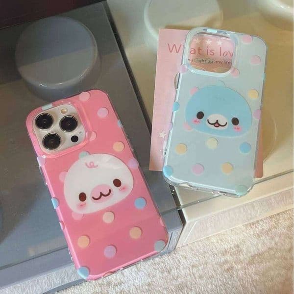 Cute Polka Dot Emoticon Phone Case for 17 16e 16 15 14 13 12 11 Pro Max X Xs XR XSMax 8 7 6 6s Air Plus Feather Texture 26Y0506