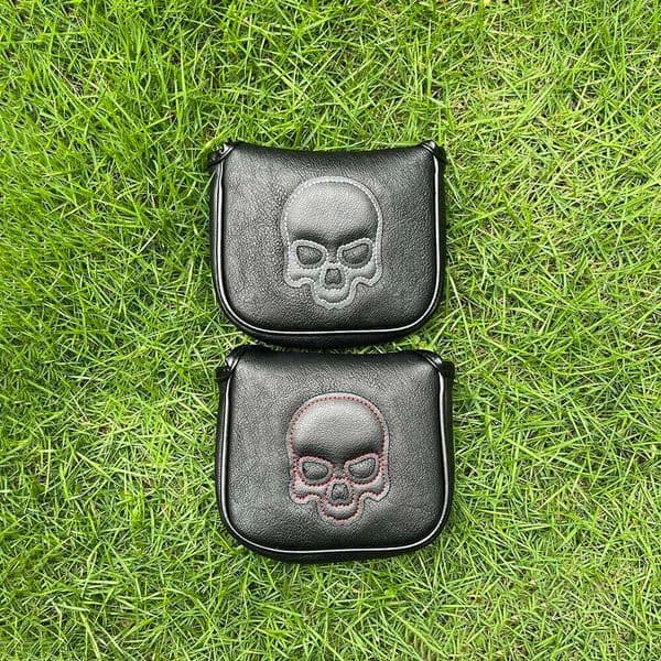 1pc Golf club protective putting cover, red white face skull design, magnet closure, durable and stylish 26Y0506