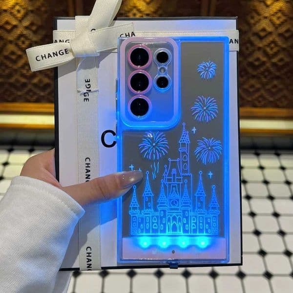 5 Change Color Luminous Call Light Up Flash Bowknot Love Heart Phone Case for S 24 25 26 Ultra Plus A 35 36 55 56 CoverT260506